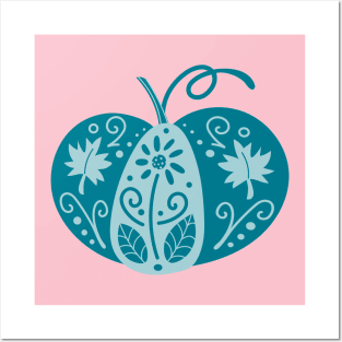 Blue Decorative Pumpkin Posters and Art